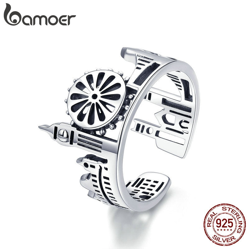 BAMOER High Quality 925 Sterling Silver London City Ring