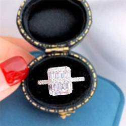 Cocktail Women Wedding Band Ring Luxury Jewelry 925 Sterling Silver Princess Cut White Topaz CZ Diamond Gemstones Bridal Ring