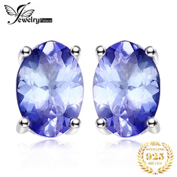 925 Sterling Silver 1ct Oval Tanzanite Stud Earrings for Women