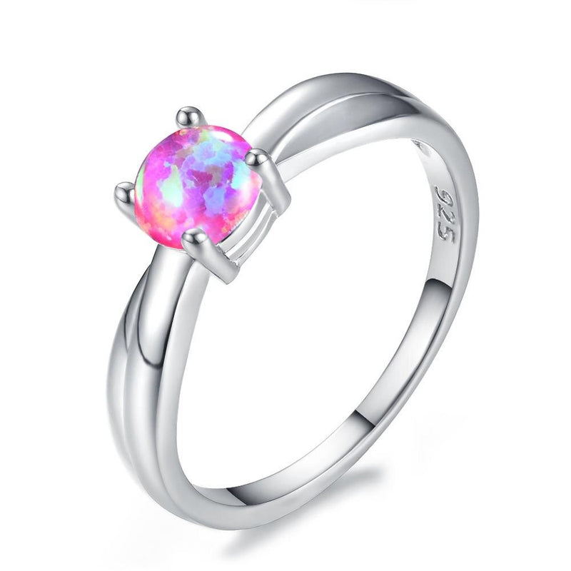 Sterling Silver 925 Fire Opal Engagement Ring for Women