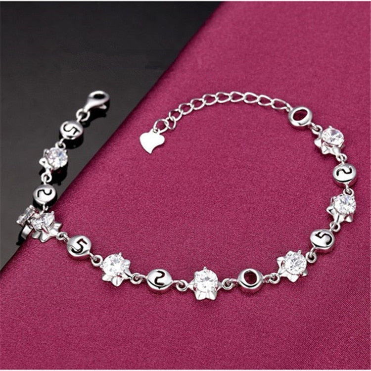Elegant 17-19 Cm Natural Amethyst Gemstone Bracelet in 925 Sterling Silver