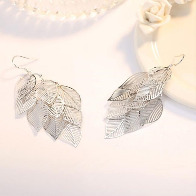 NEHZY Fashion Hollow Maple Leaf Tassel Earrings 925 Sterling Silver