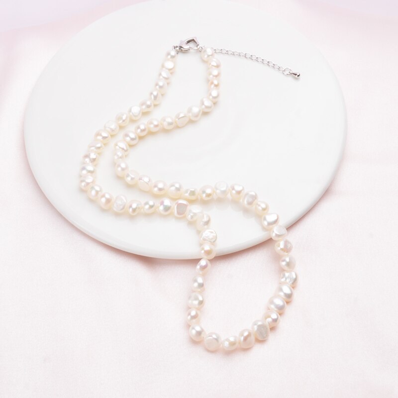 ASHIQI Natural Freshwater 7-8mm Pearl Necklace in Baroque Style