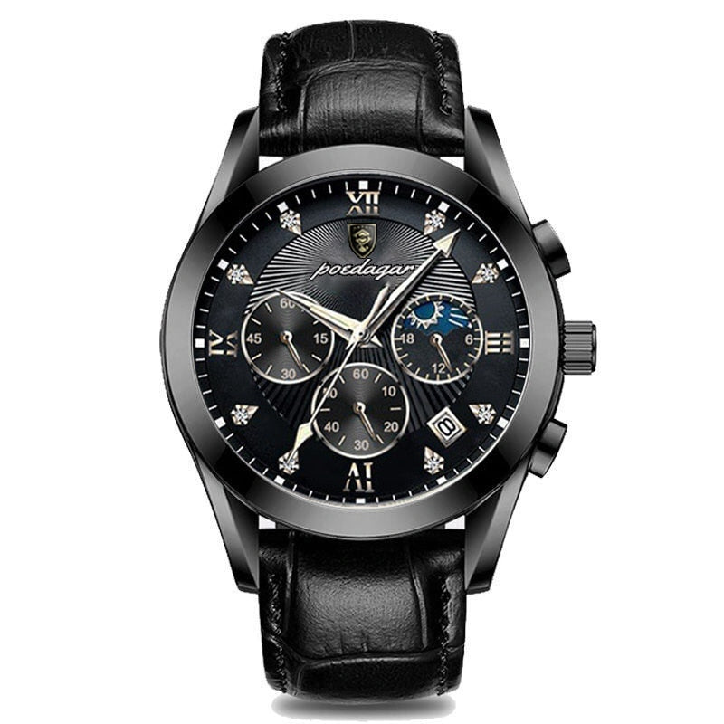 Rose Gold Leather Waterproof Luminous Watch for Men