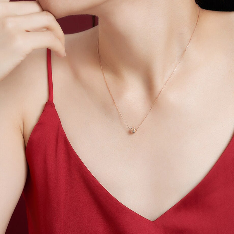 18K Gold Sliding Ball Clavicle Chain Necklace for Women