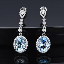 Sterling Silver 925 Aquamarine Drop Earrings for Women