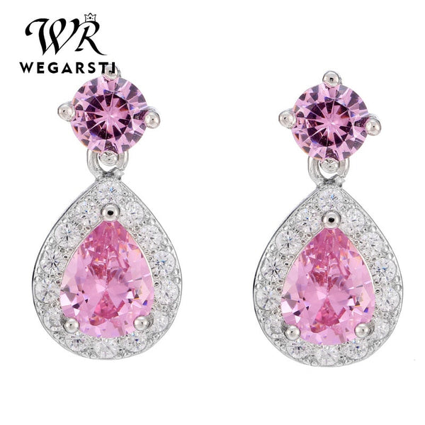 925 Sterling Silver Crystal Zircon Pear Cut Earrings for Women