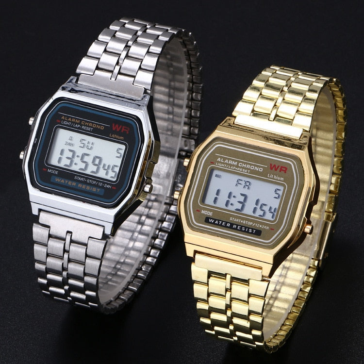 F91W Steel Strap Watch Vintage LED Digital Sports Military Watches Electronic Wrist Band Clock Ladies Valentines Day Gift