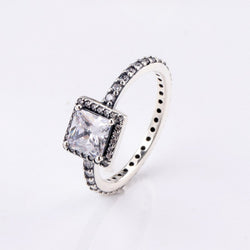 925 Sterling Silver Pan Ring Creative Personalized Square With Crystal Cz Pan Ring For Women Wedding Party Fashion Jewelry