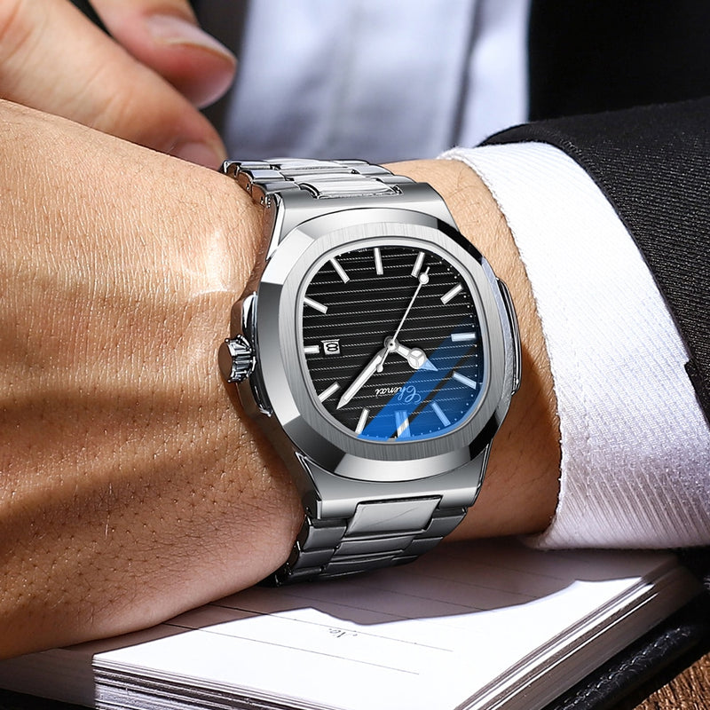 Stainless Steel Quartz Luminous Wristwatch for Men