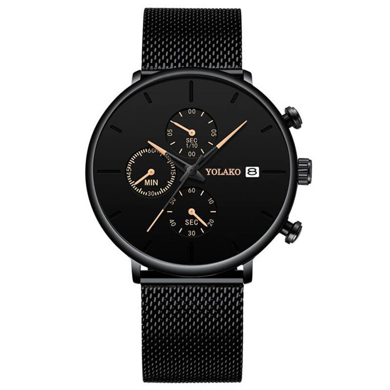 Stainless Steel Mesh Quartz Sports Business Watch for Men