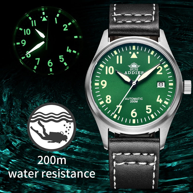 ADDIESDIVE Automatic Mechanical Sapphire Waterproof Pilot Series Watch Men