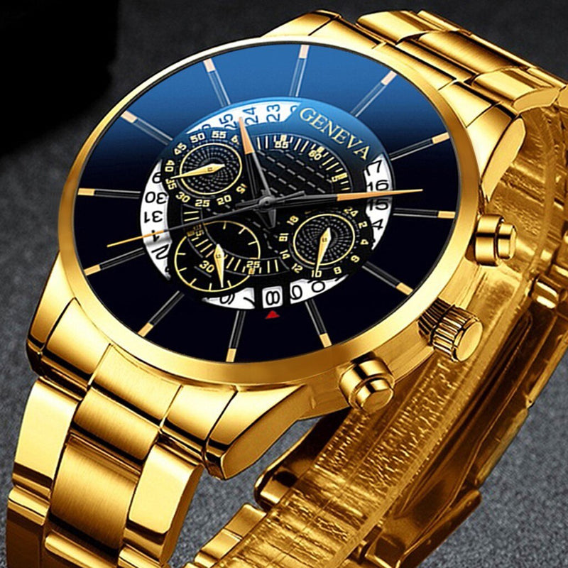 New Luxury Men Watch Three-eye Scale Dial Design Stopwatch Fashion Cool Stainless Steel Band Strap Wristwatch Reloj Hombre