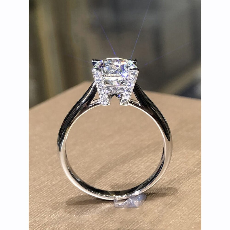 Sterling Silver 1ct Moissanite 4 Claw Ring for Women
