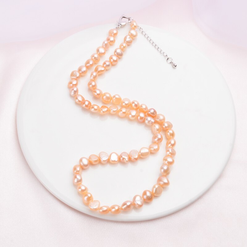 ASHIQI Natural Freshwater 7-8mm Pearl Necklace in Baroque Style