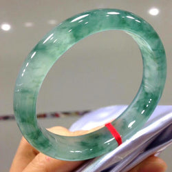 Genuine Natural Jade Ice Blue Floating Burma Flower Bracelet