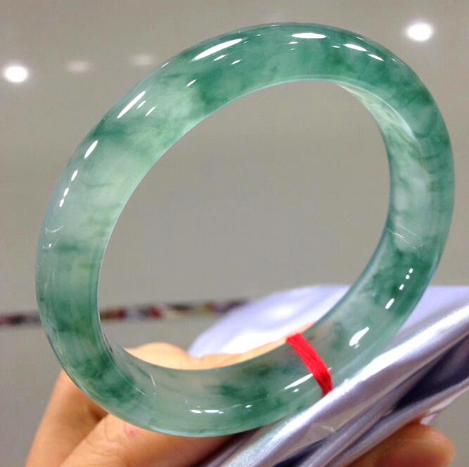 Genuine Natural Jade Ice Blue Floating Burma Flower Bracelet