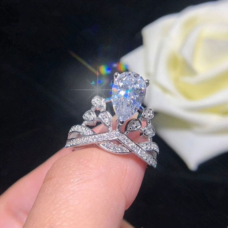 925 Sterling Silver Marquise Cut Created 5*7 Moissanite Gemstone Wedding Engagement Romantic Ring For Women Fine Jewelry