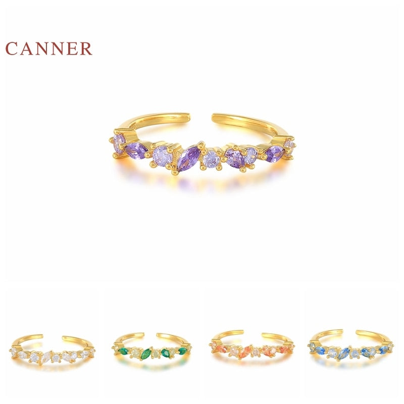 CANNER Orchid/Purple/Green/Champagne/White Diamond Ring  925 Sterling Silver Luxury Jewelry Rings For Women Rings Anillos Bijoux