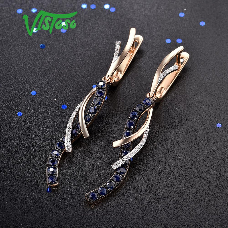 14K Rose Gold Blue Sapphire Earrings