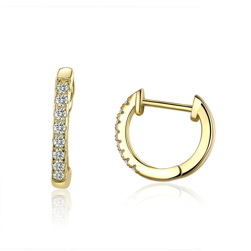 WOSTU 925 Sterling Silver Authentic Clear Zircon Hoop Earrings