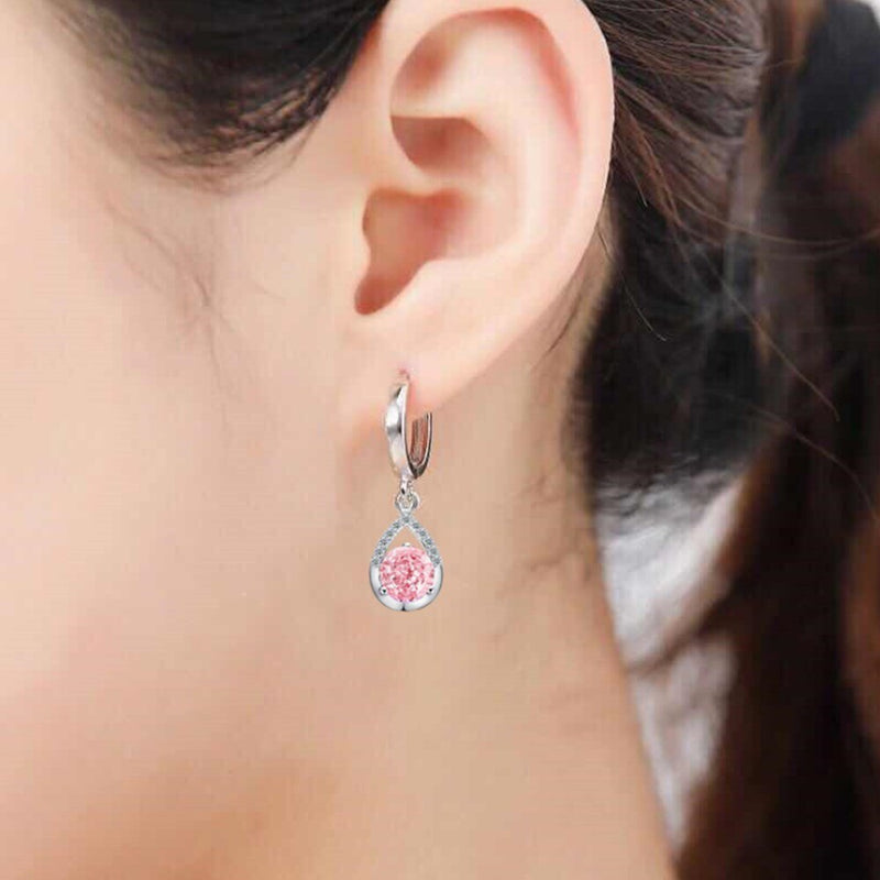 NEHZY 925 sterling silver new womens fashion jewelry earrings pink blue white crystal zircon long tassel drop retro earrings
