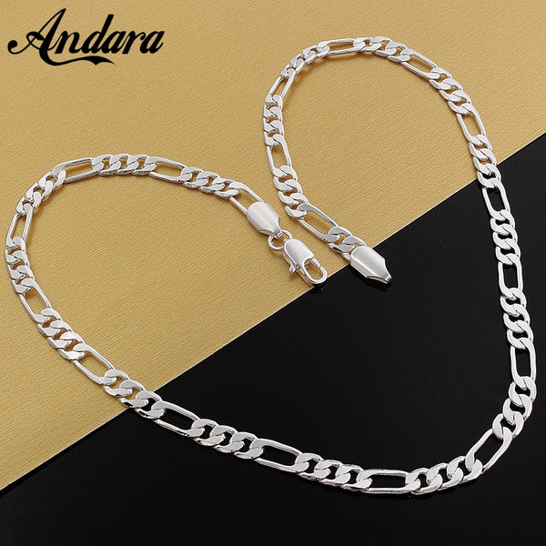 Fashion Classic Figaro Chain Necklace 925 Sterling Silver