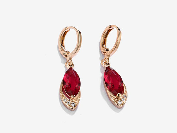Silver 925 Jewelry Earrings Ruby Fine Jewelry Classic Vintage Earring Party Pomegranate Rose Gold Color Red Crystal Drop Earring