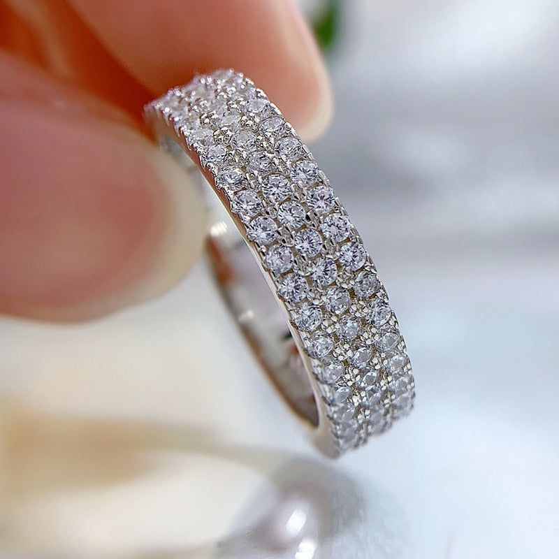 Eternity Moissanite Diamond Ring Original 925 sterling silver Wedding band Rings for Women Bridal Promise Jewelry Gift