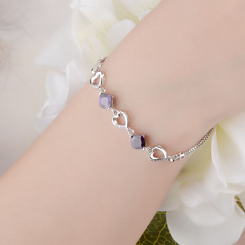 Cellacity Trendy Amethyst Bracelet in 925 Sterling Silver
