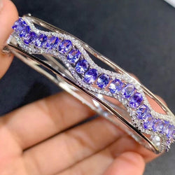 925 Sterling Silver Oval Tanzanite Bracelet for Women