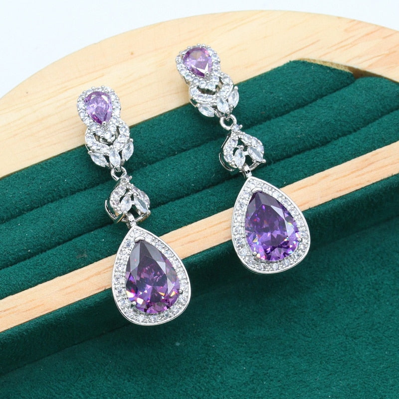 925 Silver Purple Zircon Jewelry Set for Women