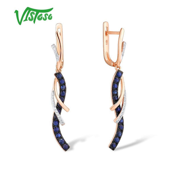 14K Rose Gold Blue Sapphire Earrings