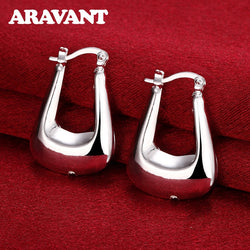 925 Sterling Silver Square Hoop Earrings For Women Fashion Silver Jewelry Gifts