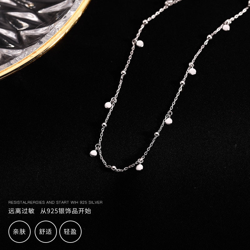 Real 925 Sterling Silver Geometric Round Choker Necklace