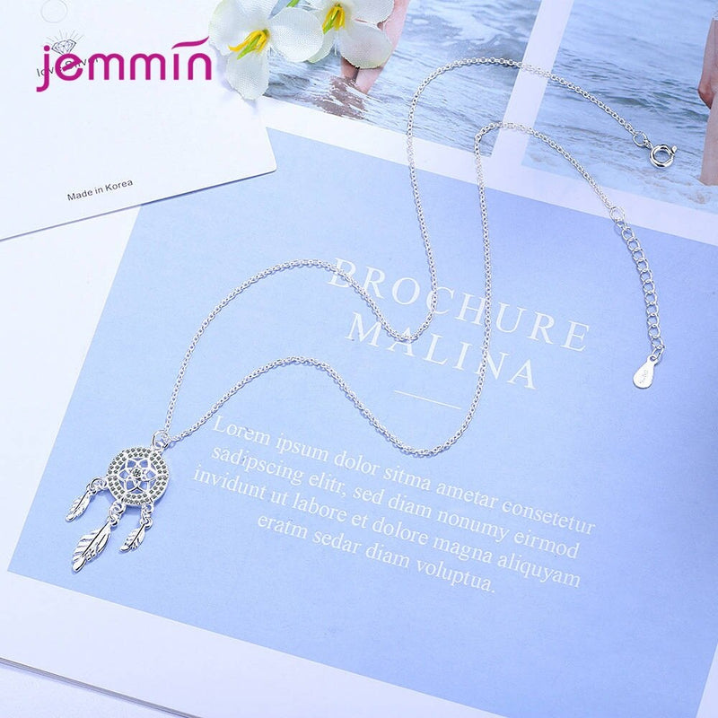 Classic Retro Resizable 925 Sterling Silver Feather Pendant Necklace