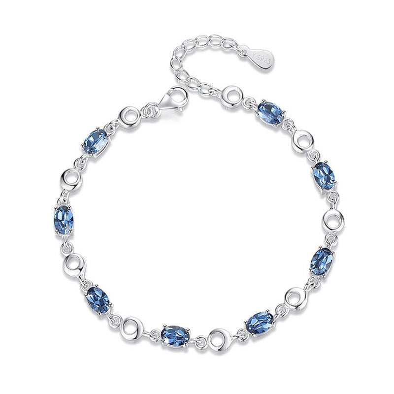 Bague Ringen Aqua Blue/Deep Blue Topaz Bracelet in 925 Sterling Silver
