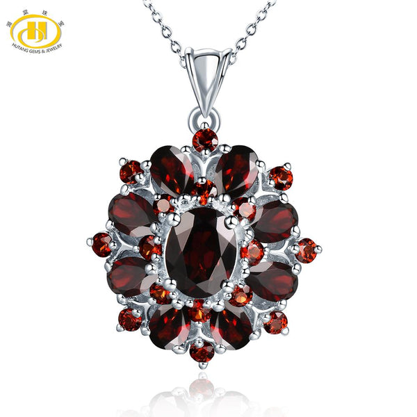 Sterling Silver 7.54ct Black Garnet Pendant Necklace for Women