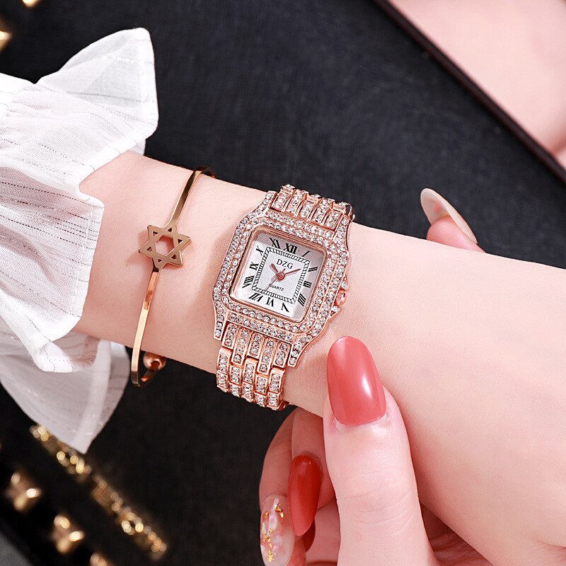 Sterling Silver 0.50ctw Diamond Square Dial Quartz Watch for Women