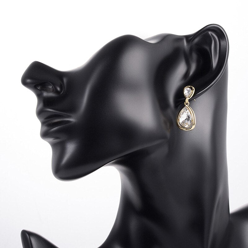 MUXUEYAN Drop Earrings For Women Fine Jewelry 2021 Drop Shape Pendant Silver Color Zircon Gold Matel