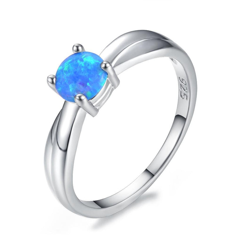 Sterling Silver 925 Fire Opal Engagement Ring for Women