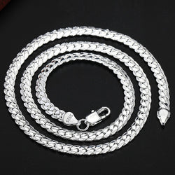 DOTEFFIL S925 Sterling Silver Gold/Solid Silver 8/16/18/20/22/24 Inch Side Chain Necklace For Women Man Fashion Jewelry Gifts