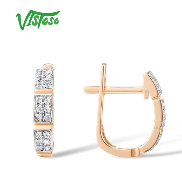 14K Rose Gold Diamond Sparkling Earrings for Women