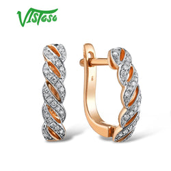 14K Rose Gold Diamond Sparkling Earrings for Women