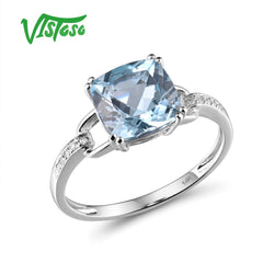 14K White Gold or 14K Rose Gold Sparkling Diamond and Sky Blue Topaz or Red Garnet Ring for Women