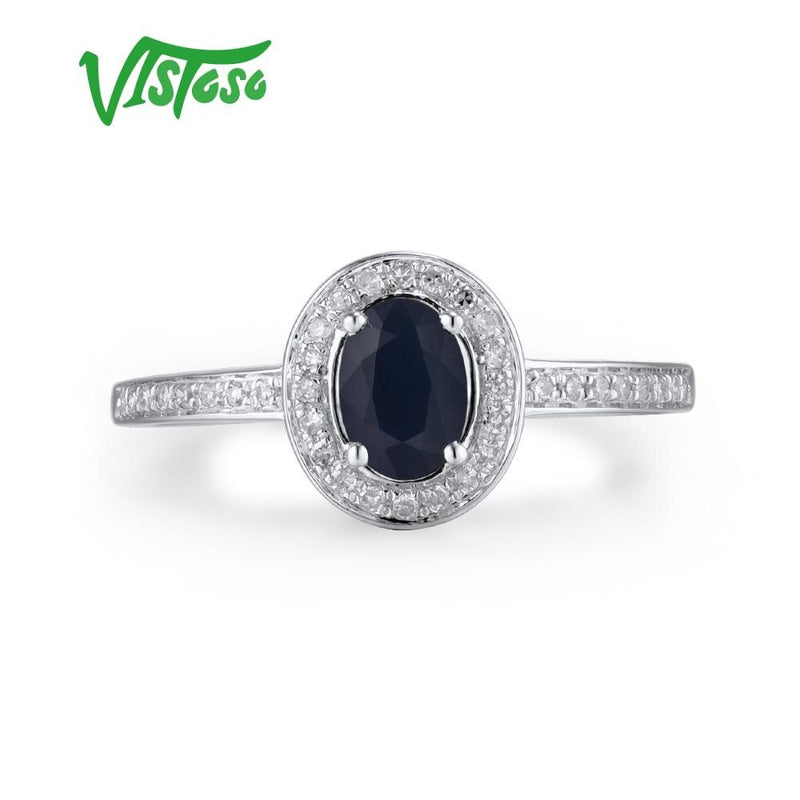 14K White or Rose Gold Diamond and Blue Sapphire Ring for Her