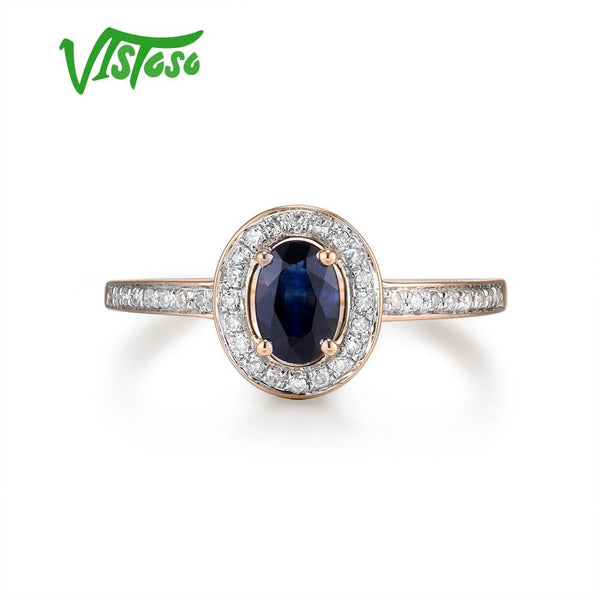 14K White or Rose Gold Diamond and Blue Sapphire Ring for Her