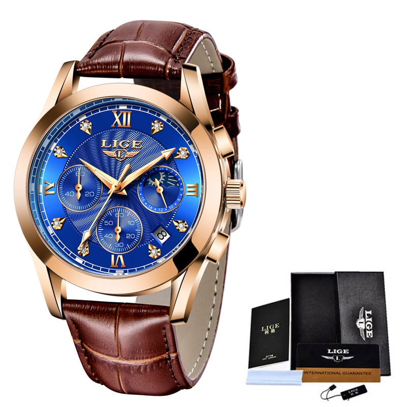 Stainless Steel Quartz Wrist Watch with Calendar for Women