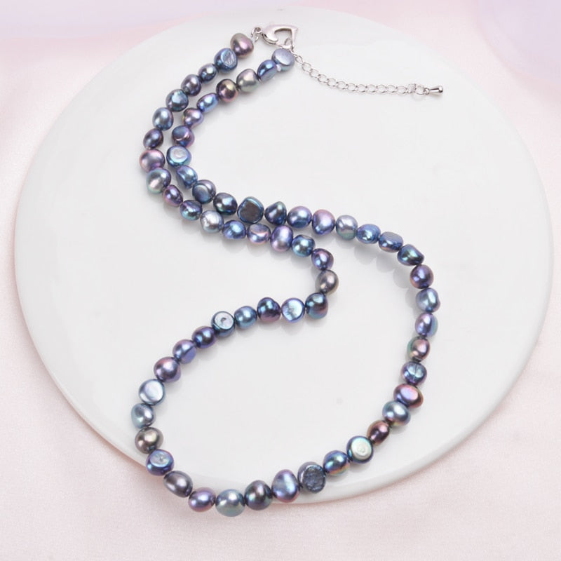 ASHIQI Natural Freshwater 7-8mm Pearl Necklace in Baroque Style