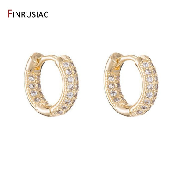 2020 New Trendy Round Circle Zircon Rhinestone Hoop Earrings Gold Plated Korean Earring For Women Jewelry